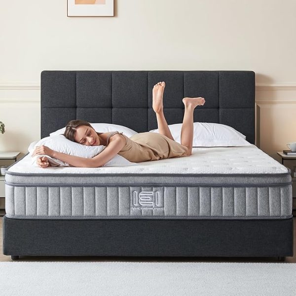 Memory Foam Mattress with Pocket Springs, Medium Firm, Pressure Relief & Motion Isolation